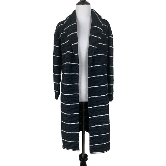 Marine Layer Birdseye Coat Real Black White Womens Extra Small XS Stripe - Picture 1 of 8